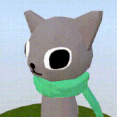 a cartoon cat with a green scarf around its neck