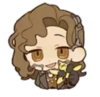 a cartoon drawing of a woman holding a stuffed animal and smiling .