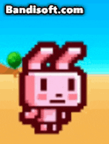 a pixel art of a bunny rabbit with a tree in the background .