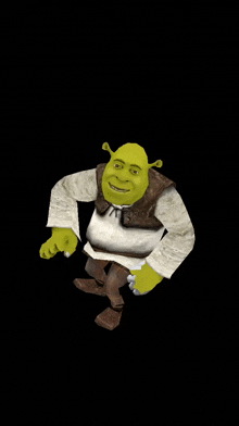 shrek from the movie shrek is sitting on a black surface
