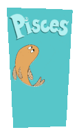 a cartoon drawing of a fish with the word pisces on it