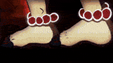 a cartoon drawing of a person 's feet with the word good written in white