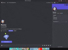 a screenshot of a discord server with the name maximo at the top