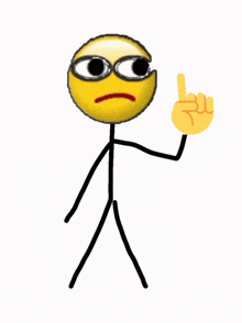 a stick figure with a smiley face on his face and glasses