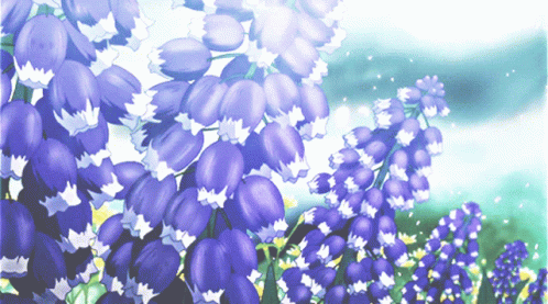 Premium AI Image  Anime girl in a field of purple flowers with a smile  generative ai