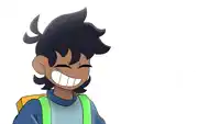 a cartoon drawing of a boy with a backpack on his back