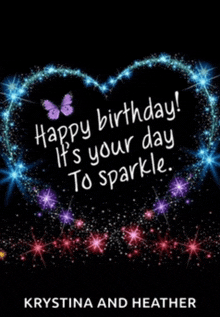 a happy birthday card with a heart made of stars