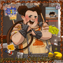 a cartoon of a man with a rope around his neck and the words " you 've been gifted " below him