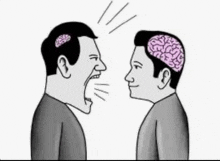 two men with brains on their heads are standing next to each other