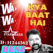a poster with a man and the name benz