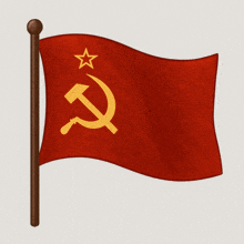 a red flag with a hammer and sickle and star on it