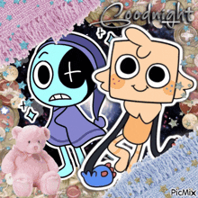 a picture of two cartoon characters with the words goodnight on the bottom