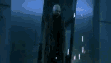 a person is standing in a room with a lot of icicles coming out of their feet .