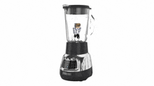 a black and silver black decker blender with a clear glass pitcher