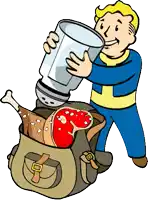 a man is pouring milk into a bag of food