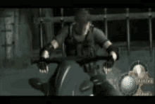 a man in a video game is holding a gun in his hand