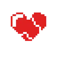 a pixel art of a red heart with a white border