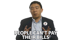 People Cant Pay Their Bills Andrew Yang Sticker - People Cant Pay Their Bills Andrew Yang Big Think Stickers