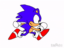 a drawing of sonic the hedgehog running with a white background