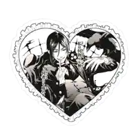 a black and white drawing of a man in a suit in a heart shape