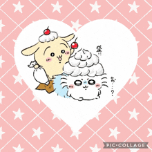 a picture of a hamster and a dog in a heart on a checkered background