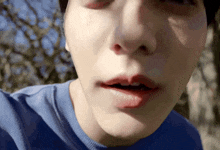 a close up of a person 's mouth with red lips