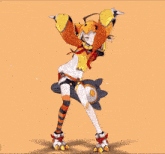 a girl in a cat costume with a black tail