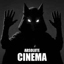 a poster for absolute cinema shows a person with a mask on