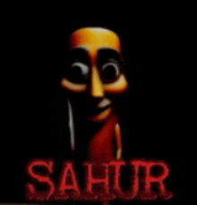 a cartoon character with the word sahur in red