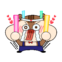 a cartoon chipmunk is crying and holding up a bunch of lights