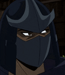 a cartoon character is wearing a helmet with horns on it