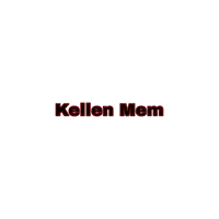 a white background with kellen mem written in red letters