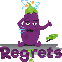Regrets Eggplant Life Sticker - Regrets Eggplant Life Joypixels Stickers