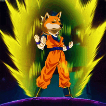 a cartoon of a dog dressed up as goku from dragon ball z