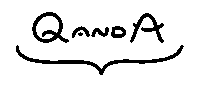 a black and white drawing of the word q and a on a white background