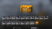 a screenshot of a game that says unlock container on it