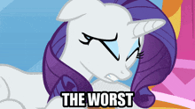 a cartoon of a pony with the words " the worst " on the bottom