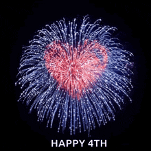 fireworks in the shape of a heart and the words happy 4th below it