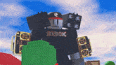 a roblox character with a r on his hat