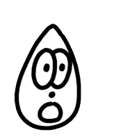 a black and white drawing of a cartoon face with big eyes