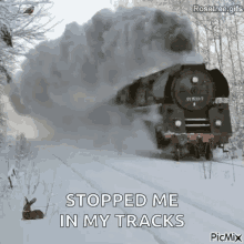 snowy road steam engine stopped me