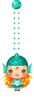 a pixel art drawing of a girl with a fish head
