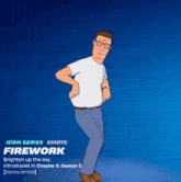 a cartoon character from king of the hill is dancing with the word firework on the bottom
