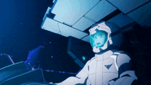 a man in a space suit is sitting in a cockpit of a space ship