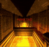 a computer generated image of a hallway with the words mankind written in red .