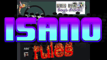 a sign that says isano rules with a fairy on it