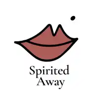 a logo for spirited away shows a woman 's mouth