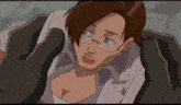 a pixel art drawing of a man sitting in a container