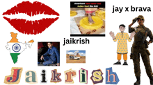 a collage of images with jaikrish in the middle