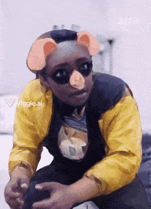 a painting of a person with a pig nose and the year 2018 on the bottom